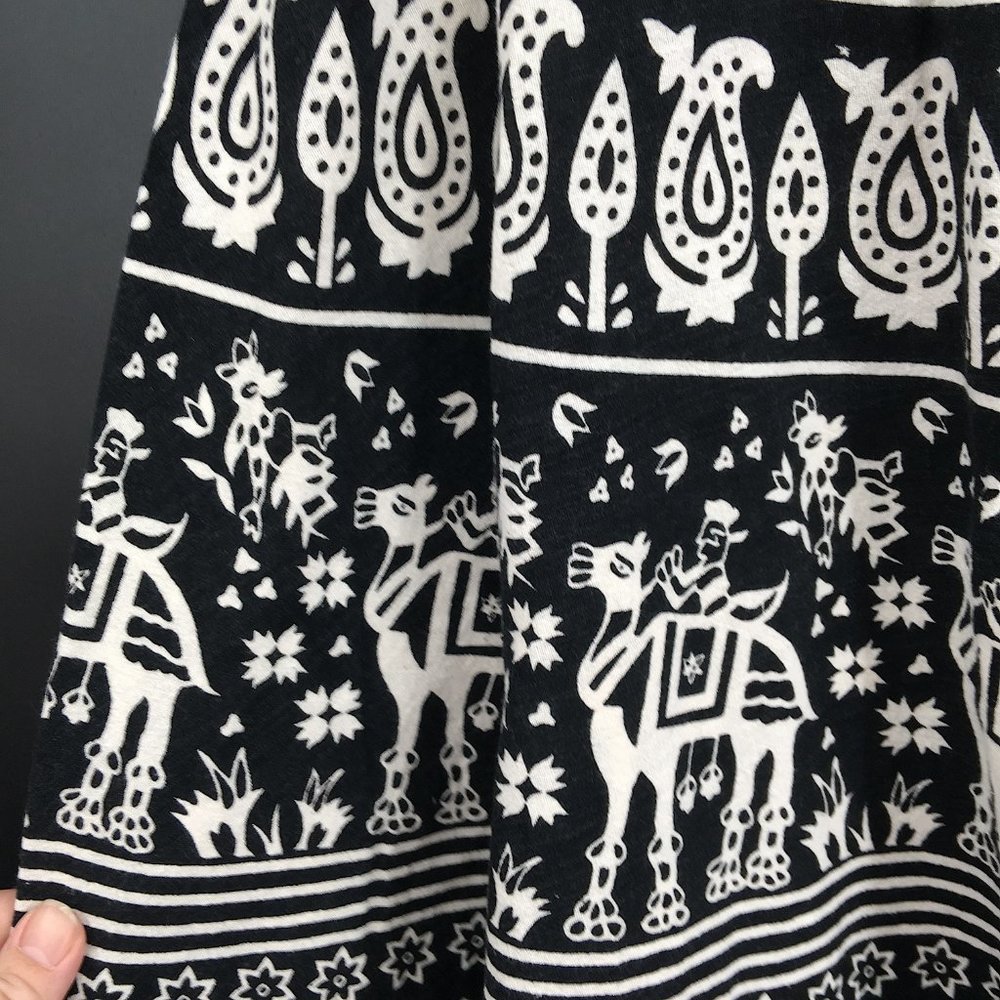 Labwanti wide leg boho festival indian goucho pant hippy black white elephant OS - Picture 3 of 9